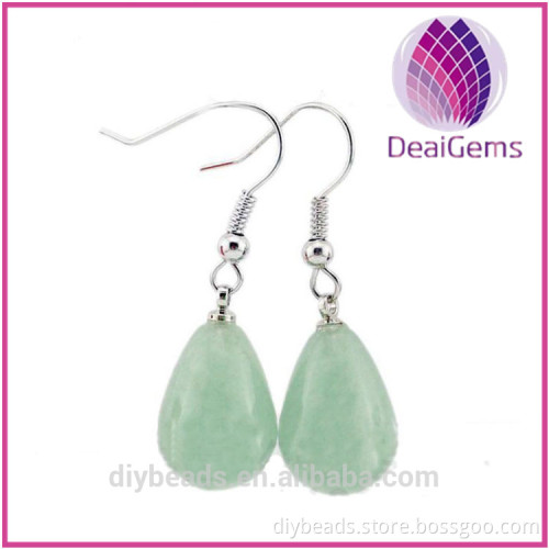 Wholesale fashion natural Crystal stone green aventurine fishhook earrings teardrop shaped earrings jewelry